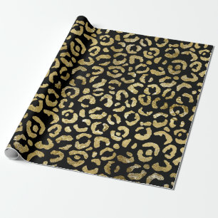 Papier Cadeau Luxueux Glam Gold Empreinte de léopard noir