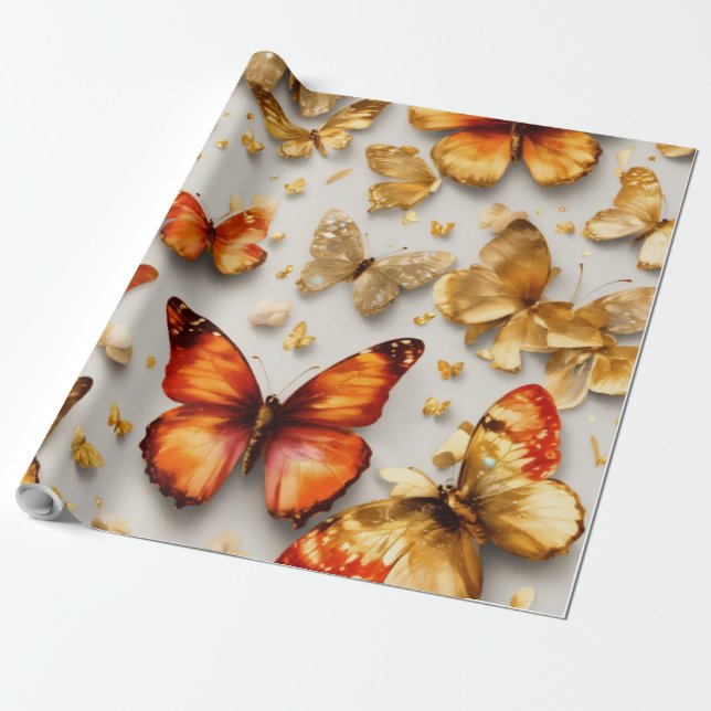 Papier Cadeau ✨ luxueux papillon étincelant 3D en toute transpar (Déroulé)