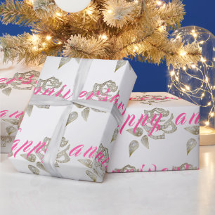 Papier Cadeau Luxury Diamond Rose Happy Silver 25e anniversaire