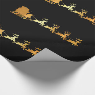 Papier Cadeau Luxury faux gold Santa on black X-mas