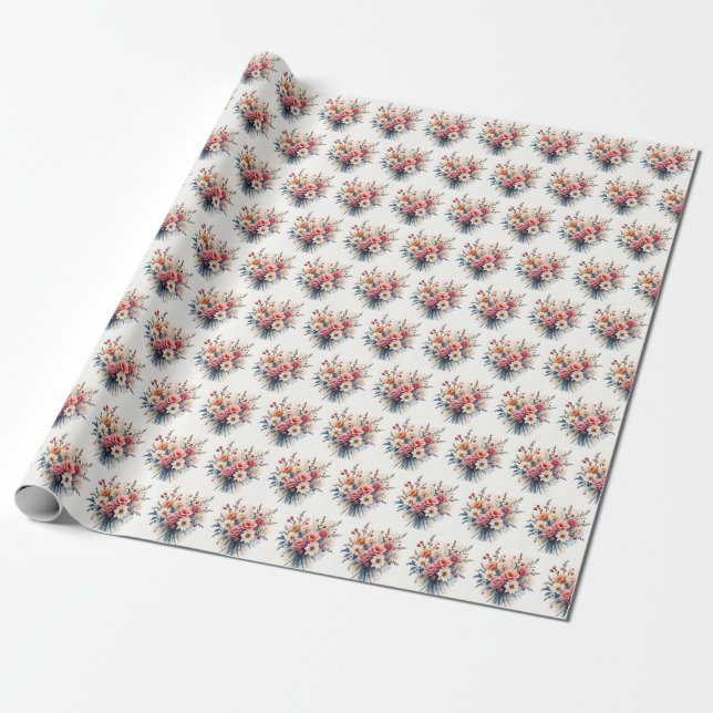Papier Cadeau Luxury Modern Wildflowers Beautiful Collection (Déroulé)