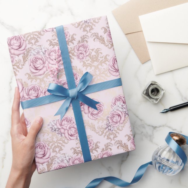 Papier Cadeau Luxury Rose Pattern Wrapping Paper (Cadeaux)