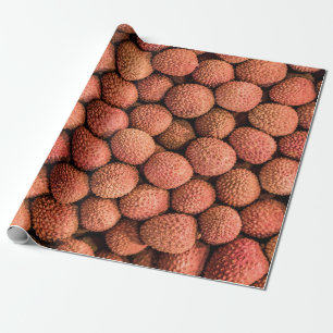 Papier Cadeau Lychee or Litchi fruit vegan et vegetarian