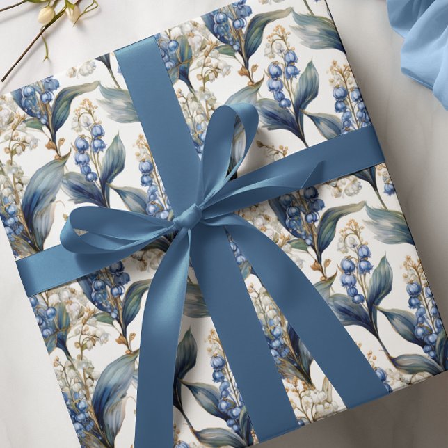 Papier Cadeau Lys de la vallée et Hawthorn modèle floral (Elegant Maximalist Lily of the Valley and Hawthorne Floral Wrapping Paper)