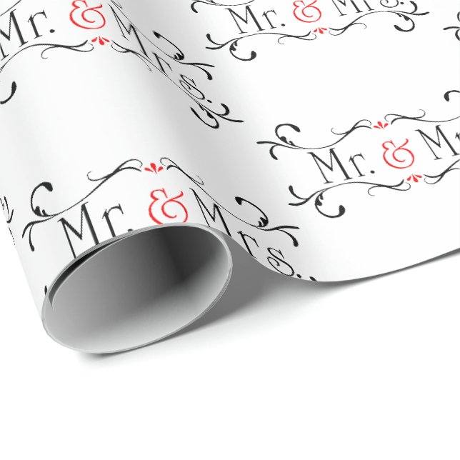 Papier Cadeau M. et Mme mariage (Coin rond)