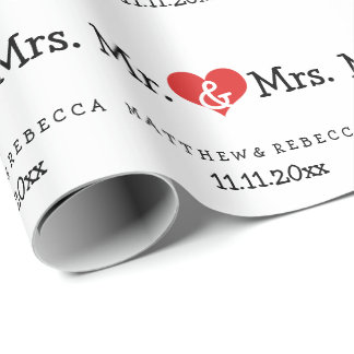 Papier Cadeau M. et Mme Mariage de Red Heart