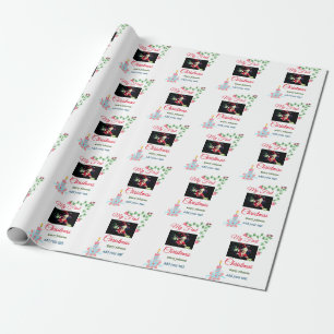 Papier Cadeau Ma première bougie de Noël ajouter nom photo bébé 