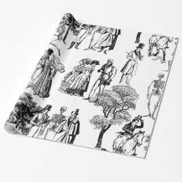 Papier Cadeau macabre halloween régence squelette toile