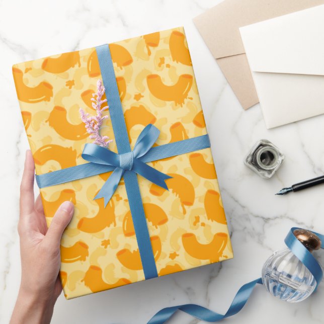Papier Cadeau Macaroni et Motif de fromage (Cadeaux)
