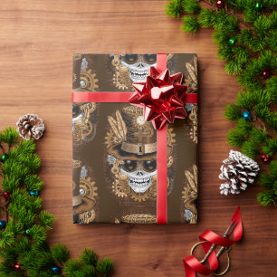 Papier Cadeau Machine rétro Voodoo à vapeur crâne