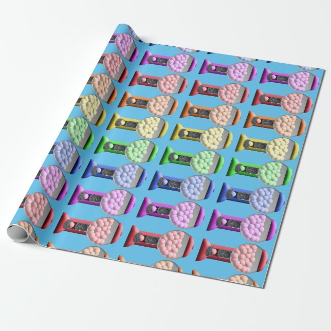 Papier Cadeau Machines à gumball Candy Rainbow Pattern (Déroulé)