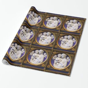 PAPIER CADEAU MADONNA AVEC RENAISSANCE ENFANT NOËL SALUT DE NOËL