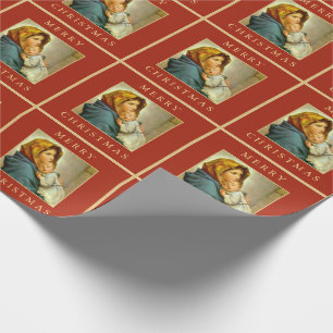 Papier Cadeau Madonna & Enfant traditionnel Noël religieux