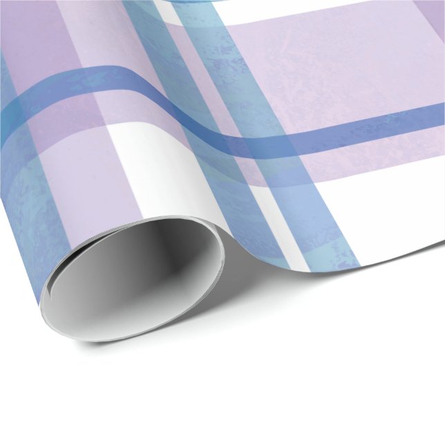Papier Cadeau Madras Plaid Blue et Purple (Coin rond)