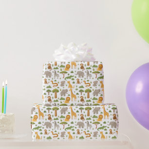 Papier Cadeau Magasin adorable Safari Animaux Cadeaux Envelopper