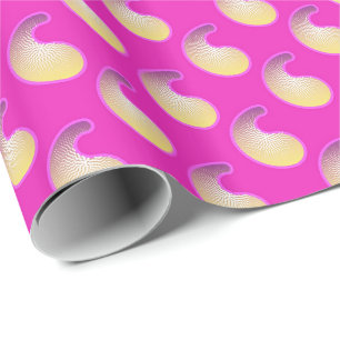 Papier Cadeau Magenta et or paisley motif
