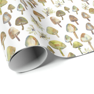 Papier Cadeau Magic Champignons Aquarelle Forêt Motif Cadeau