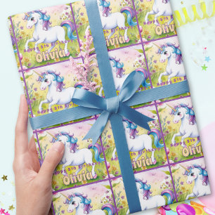 Papier Cadeau Magic Pastel Custom Unicorn Anniversaire