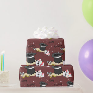 Papier Cadeau Magic Show Joyeux Anniversaire Rouge