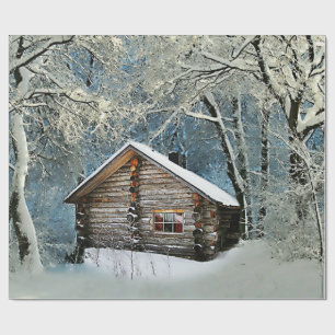 Papier Cadeau Magie hivernale Rustique Cabine de billes