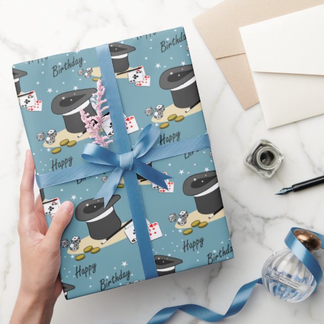 Papier Cadeau Magie Montrer Joyeux Anniversaire Bleu (Cadeaux)