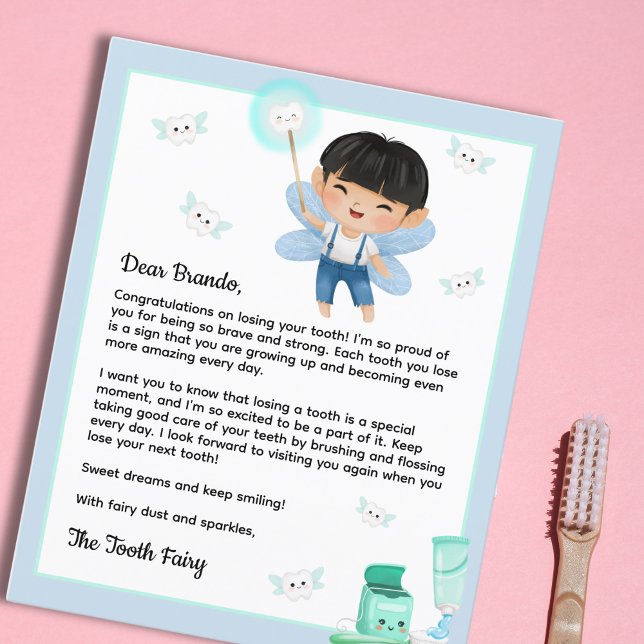 Papier Cadeau Magique Garçon Fée des Dents Lettre pour Ga (Magical Boy Tooth Fairy Keepsake for Boys Letter)