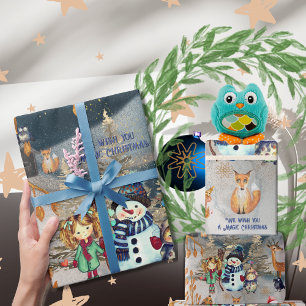 Papier Cadeau Magique Noël Woodland Animaux et amis