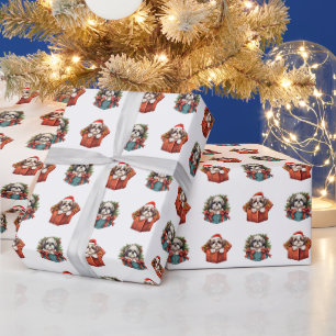 Papier Cadeau Magnifique Chih-tzu Chien Motif de Noël