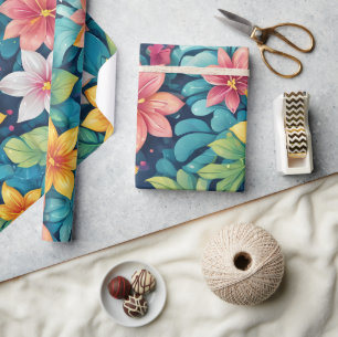 Papier Cadeau Magnifique dessin floral tropical
