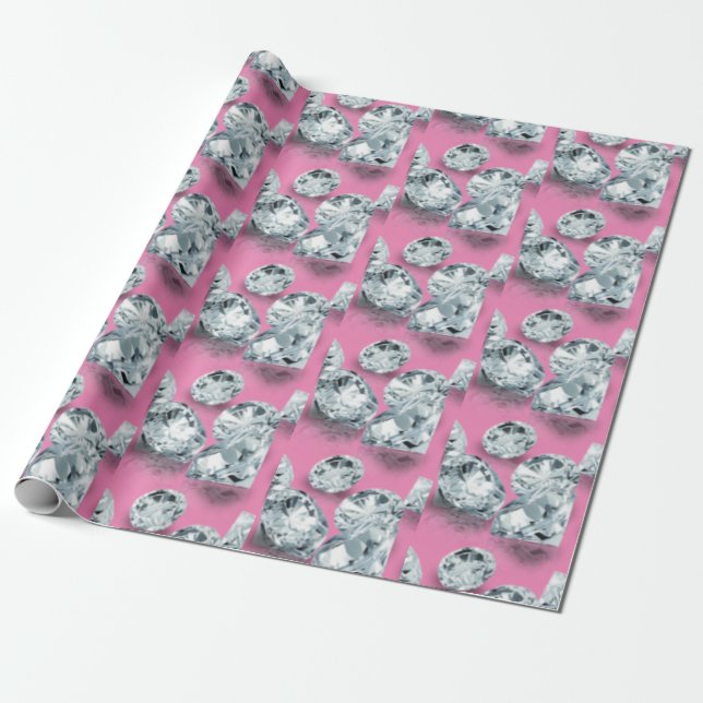 Papier Cadeau Magnifiques diamants de couleur rose pâle cadeau (Déroulé)