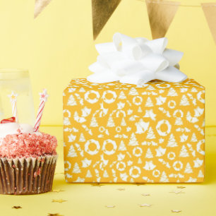 Papier Cadeau Magnifiques ornements Jaunes de Noël