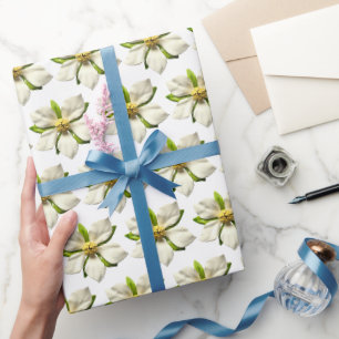 Papier Cadeau Magnolia Élégant Fleur de Mariage de Printemps MCM