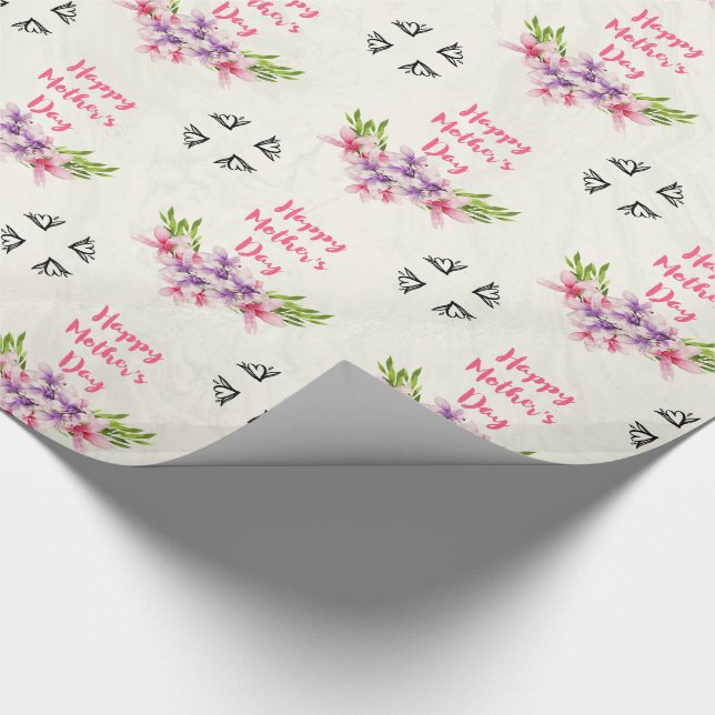 Papier Cadeau Magnolias d'aquarelle rose et violet de la Fête de (Coin)