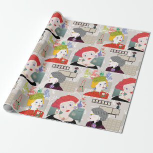 Papier Cadeau Mah Jongg Lady 03 Papier à envelopper