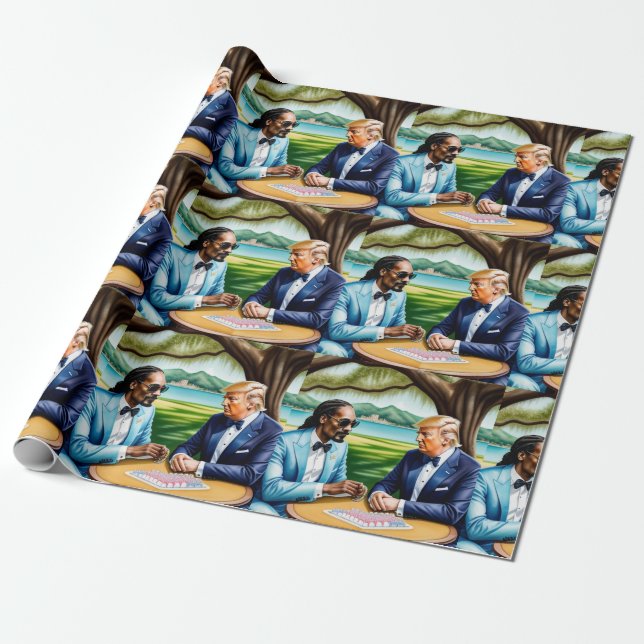 Papier Cadeau Mahjong Snoop Dogg et Trump Mahj avec papier RAPPI (Déroulé)