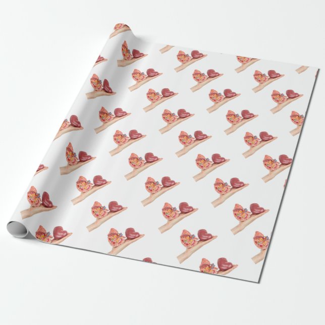 Papier Cadeau Main plate montrant le rein humain modèle (Déroulé)