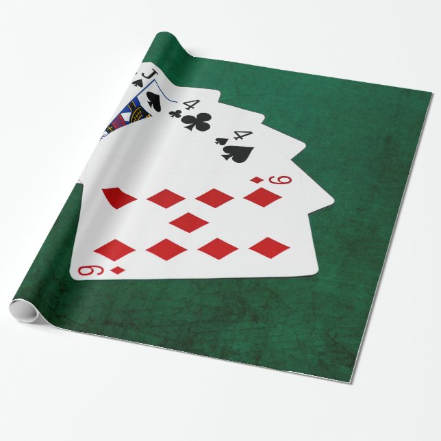 Papier Cadeau Mains de poker - Deux paires - Jack, quatre (Déroulé)