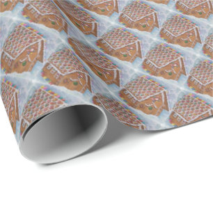 Papier Cadeau Maison de pain d'épice de Noël
