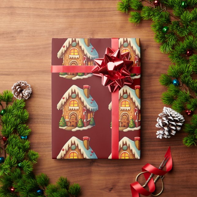 Papier Cadeau Maison de pain d'épices (Cadeau de vacances)