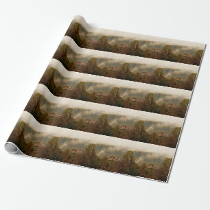 Papier Cadeau Maison en bois de la forêt : Scène tranquille