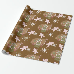 Papier Cadeau Maison en pain d'épices Cookies Flocons de neige r