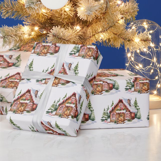 Papier Cadeau Maison en pain d'épices de Noël (Vacances)