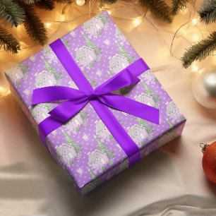 Papier Cadeau Maison en pain d'épices de Noël pourpre