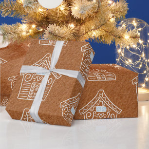 Papier Cadeau Maison en pain d'épices en papier Kraft Noël Brown