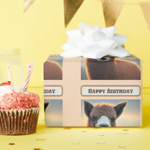 Papier Cadeau "Majesté Floconneuse : Le Grand Alpaca Brun Laineu