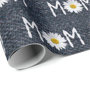 Papier Cadeau Maman Daisy sur denim bleu