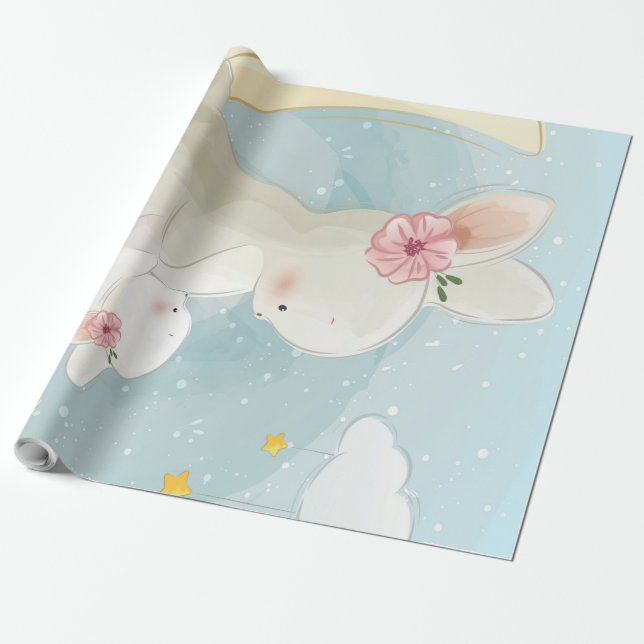 Papier Cadeau Maman Et Bébé Bunny| Cadeau Pour Les Enfants (Déroulé)