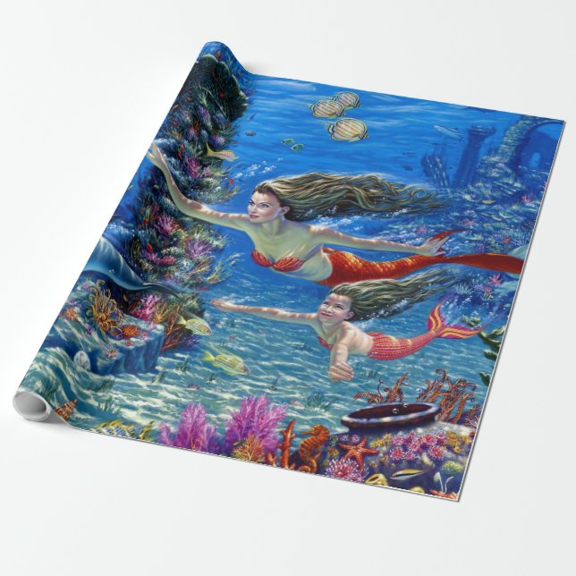 Papier Cadeau maman et bébé mermaid (Déroulé)