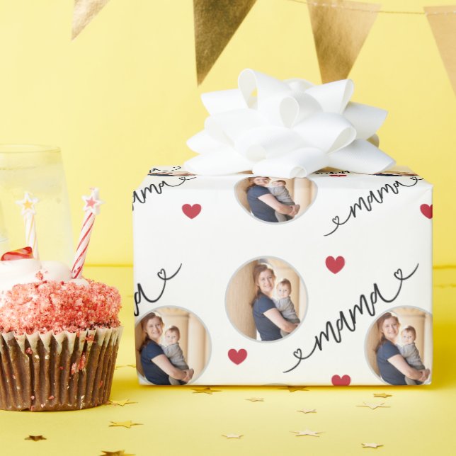 Papier Cadeau Maman et moi, fête des mères Photo personnalisée (Fête d'anniversaire)