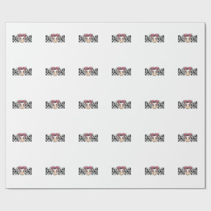 Papier Cadeau Maman Vache Mignonne Nœud Conception Graphique_1